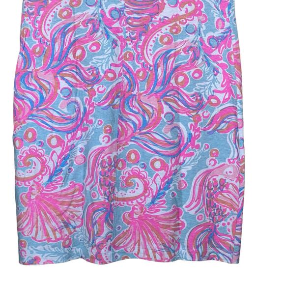 Lilly Pulitzer Linen Blend Coastal Print Dress with Pom-Pom Trim Size Small - Picture 7 of 11